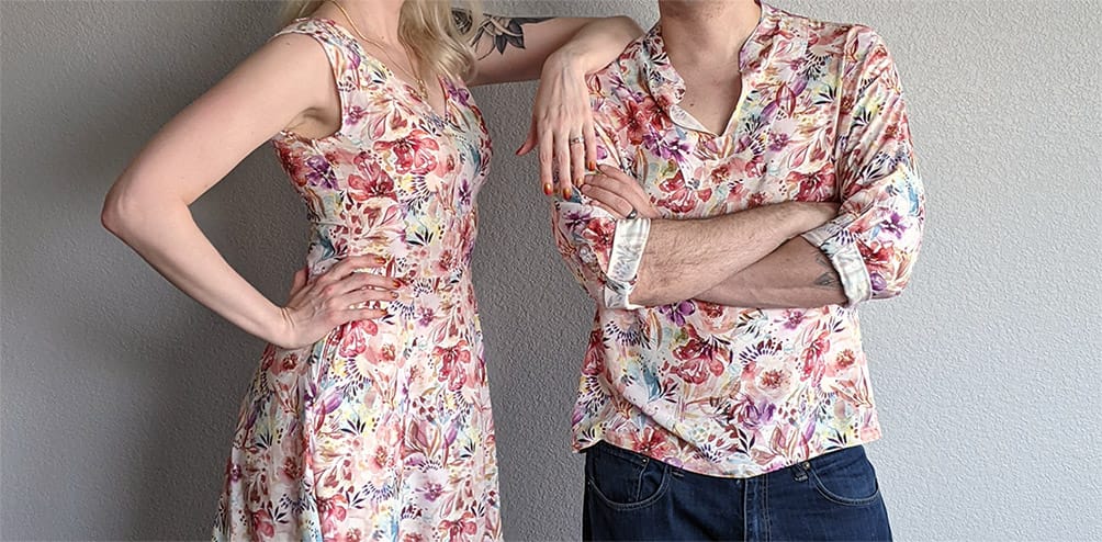 Flower Power Couple: V9328 & Men's Breeze Shirt